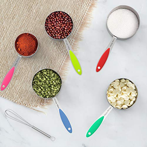 Cucharas Medidoras Con Tazas De Acero Mango De Goma 20 Pzas