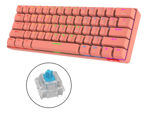 Teclado Mecánico Compacto Rgb Led Inalámbrico Rosa A
