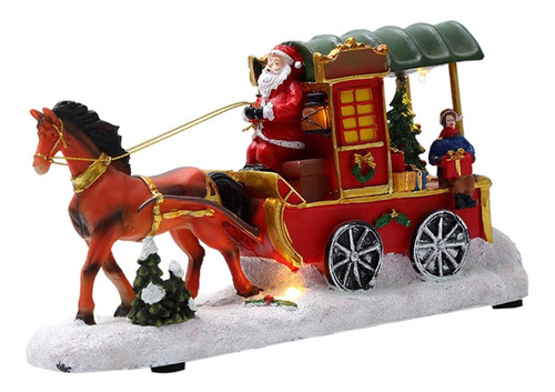 Papai Noel De 11 Polegadas Com Carruagem Puxada A Cavalo