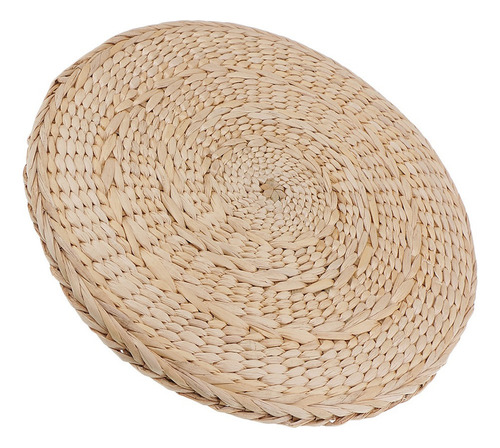 K A Puf Redondo Tejido De Paja De 2 Colores Con Cojín Tatami