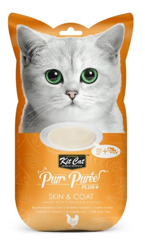 Kit Cat Plus Piel Y Pelaje (pollo) Snack, 4 Sachet 15g C/u