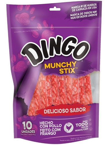 Dingo Munchy Stix 10 Unidades Pollo - Snack Golosina Perro 