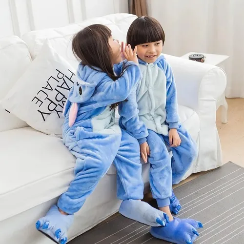 Pijama Mameluco Disfraz Stitch Cosplay Niño Niña Azul