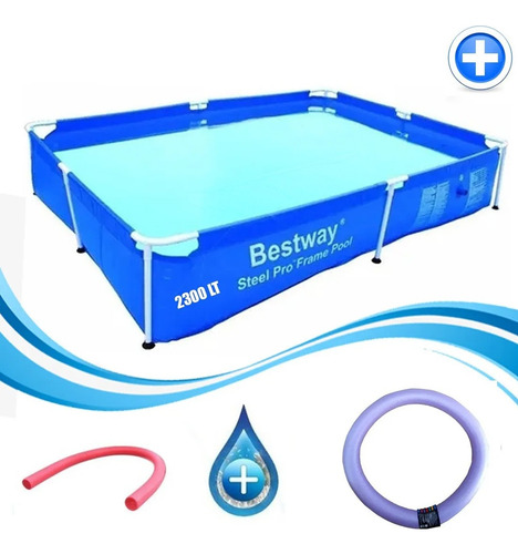 Piscina estructural rectangular Bestway 56403 con capacidad de 2300 litros de 2.59m de largo x 1.7m de ancho azul