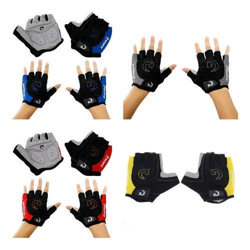 Guantes Gimnasio Gym Hombre  Ciclismo Barras Licrado Velcro 