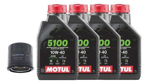 Kit Service Filtro Aceite Original Honda + Aceite Motul 5100 Honda Nc 700 Cbr 600 900 1000 Africa Twin 750 Moto Sur