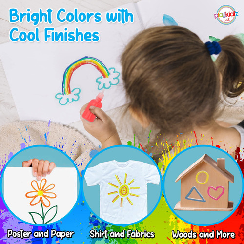 Juego De 12 Pinturas Para Tela Puff Paint Playkidiz Para Niñ