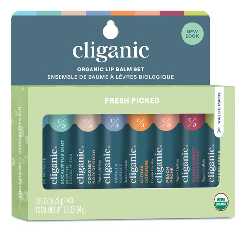Cliganic Set De Balsamo Labial Organico (recien Recogido, 8