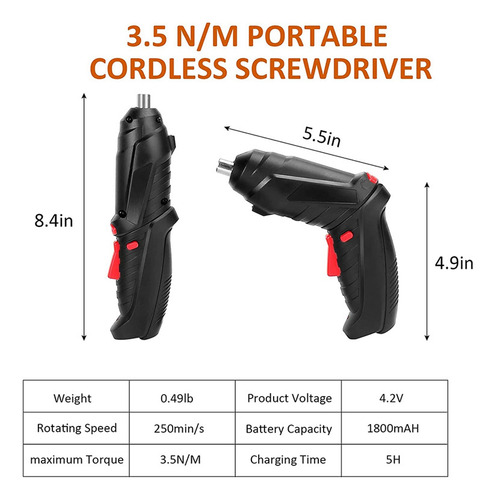 Mini Destornillador Eléctrico Recargable De 90° -180° Con Ma