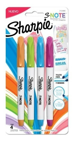 Marcador Sharpie S-note Al Agua X4 Un. Fancy - Libreria Jr