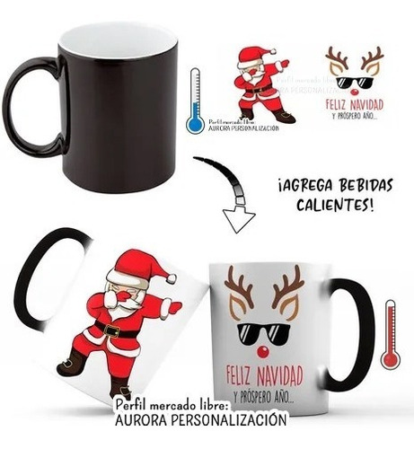 Mug Mágico Taza Navidad Santa Claus Papá Noel Baile