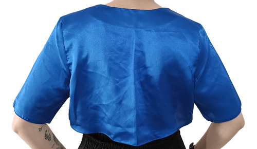Bolero Torera De Raso Azul X L Fiesta Evento Noche Gala Azul U