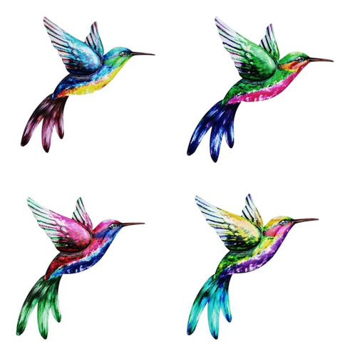 4 Piezas De Arte De Pared De Colibrí De Hierro Para