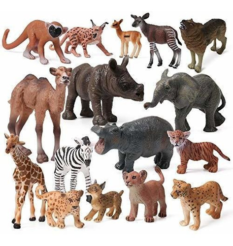 16pcs Bebé Safari Animales Figuras Realistas Vida M2zsr