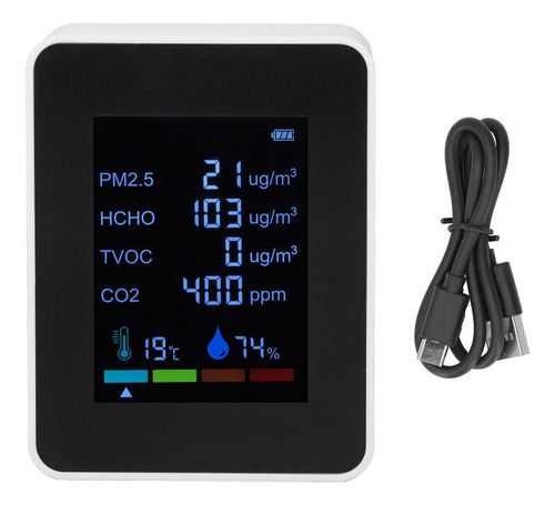 Medidor De Co2 Multifuncional Con Monitor De Calidad 6 En 1