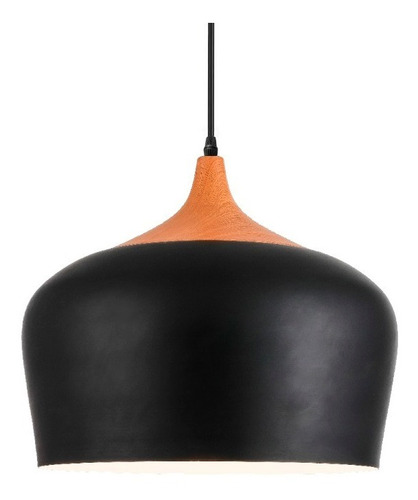 Lampara Colgante Moderno Negro Madera Vintage Led Cuo Mks