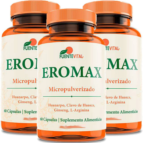 3 X Eromax L-arginina + Ginseng 180 Cap Pot Sex Envio Gratis