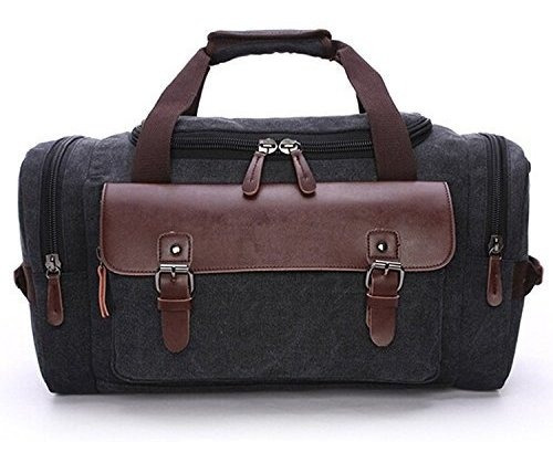 Bolso De Viaje Berchirly Canvas Leather Bolso De Lona Overni
