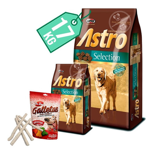 Imagen 1 de 2 de Comida Perro Astro Selection 15 Kg + 2 Kg