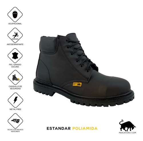 Imagen 4 de 6 de Bota Industrial De Trabajo Negra Casquillo De Poliamida
