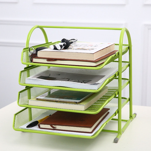 Organizador De Arquivos De Mesa De 4 Camadas, Malha Metálica