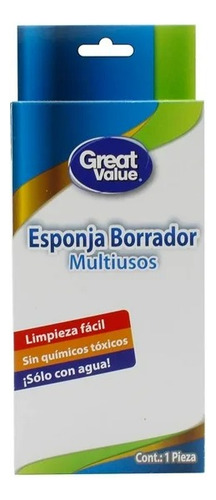 2 Pzs Esponja Borrador Great Value Multiusos 1 Pza