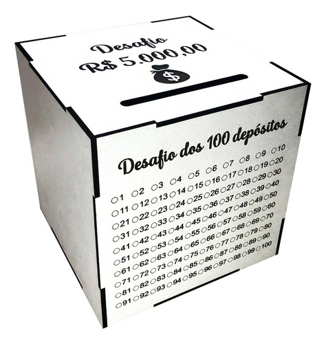 Kit 02 Cofrinhos Desafio Dos 100 Depósitos - R$ 5000 Mil