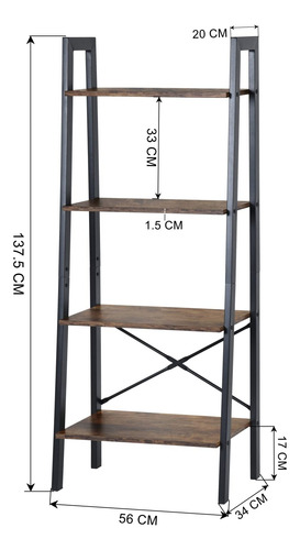 Estantería De Escalera 4 Niveles, Almacenamiento Baño Y Sala
