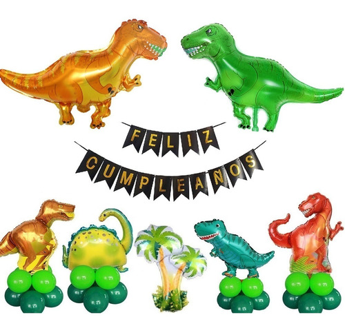 Set Globos Dinosaurios Gigantes Medianos Y Globos Latex