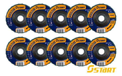 Disco De Lixa Flap Manta Abrasiva Para Acabamento Fino Aço Inox 10 Unidades 4.1/2 Pol Cor Azul Start