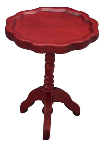 Mesa De Casa De Muñecas De Madera A Escala 1:12, De Rojo