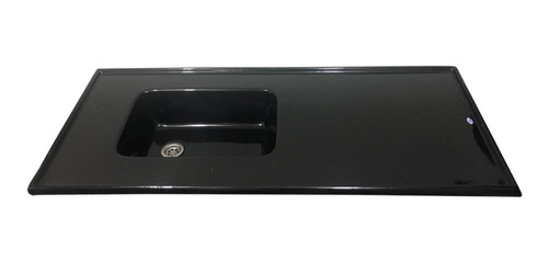 Mesada Marmol Sintetico 160x60 C/ Pileta Reversible Negro Du