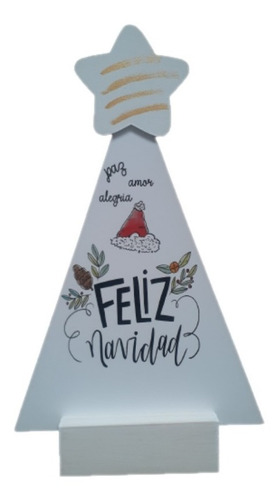 Arbolito De Madera Navidad Con Frases Artesanal 30cm