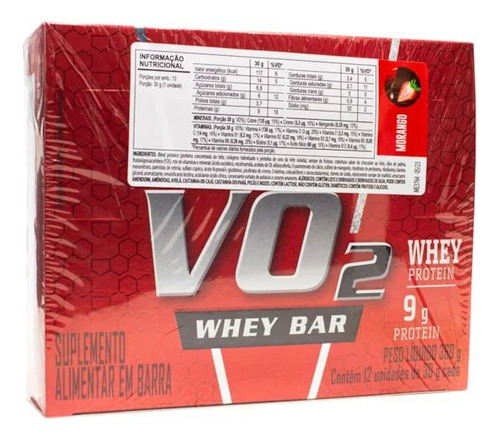 Barra Proteina Vo2 Morango Integralmedica Whey Bar 12 Un 30g