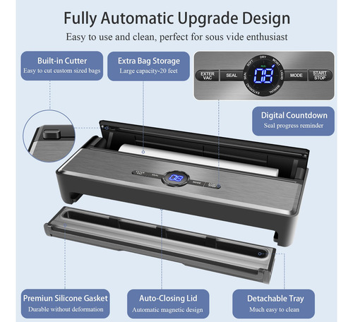 Sellador Al Vacío Soron Ap-21 Automático 8-en-1 1.79 Kg