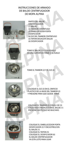 Set Mopa Giratoria Alpina Balde Plegable Escurridor Lampazo Color Gris Oscuro