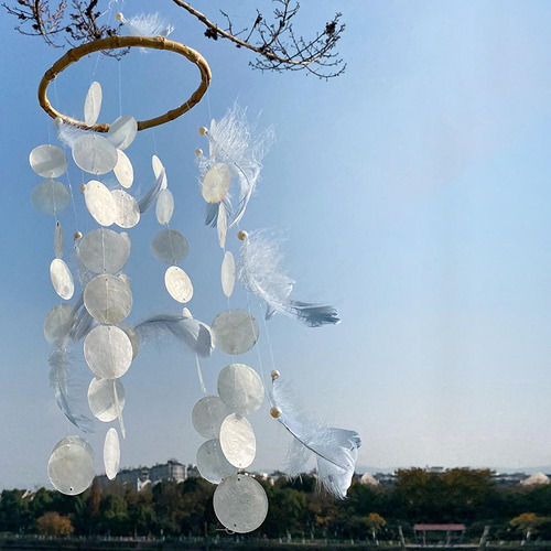 Shell Feather Wind Chime Hanging Dreamcatcher Natural