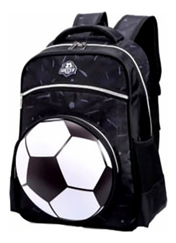 Mochila Infantil Bola De Futebol Alto Relevo 3d Costas Escol Cor preta branco Desenho do tecido Mochila Em Foma De Futebol