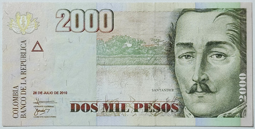 Billete 2000 Pesos 28/jul/2010 Colombia Unc