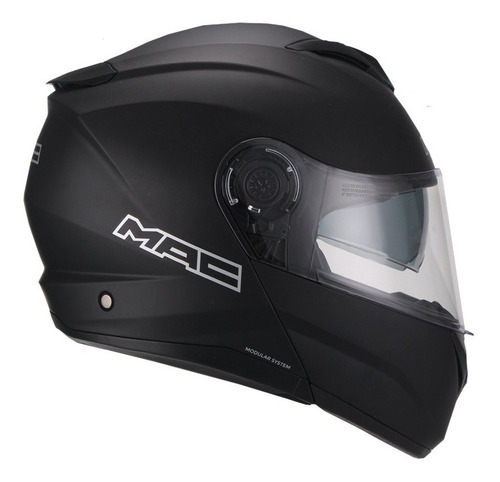 Imagen 5 de 9 de Casco Moto Rebatible Mac Rock Solid Negro Mate Cuotas