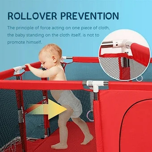 Imagen 8 de 8 de Corral Seguridad Bebes Con Aro De Basket 180cm Rojo