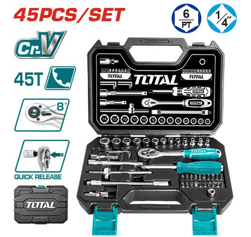 Maletin Chicharra 45piezs D Dados 1/4 Total Tools Tht141451