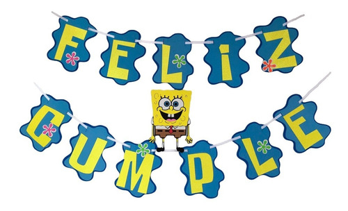 Letrero Feliz Cumple Bob Esponja De Fomi Tipo 3d