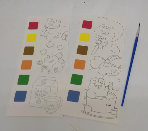 Bloco Para Colorir Aquarela Com Pincel Pintura Com Água Cor sortido