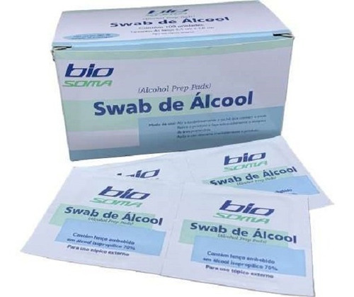  3 Cx De Lenço Álcool Swab C/ 100 Biosoma 