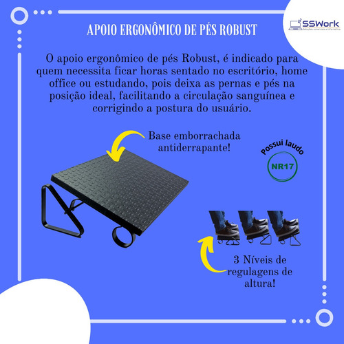 Imagem 6 de 7 de Apoio Ergonomico Pés Descanso Suporte Reliza Nr17 Mdf Robust
