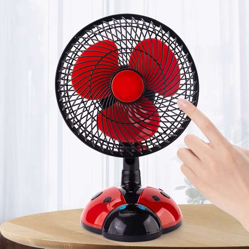 Ventilador Oscilante Con Base Mariquita 2025 -oscilación 90° 23 Cm 50hz Negro Rojo Plástico 3