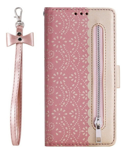 Funda Encaje Para iPhone Funda Protectora Celular Tipo Carte Color Rosa iPhone 12