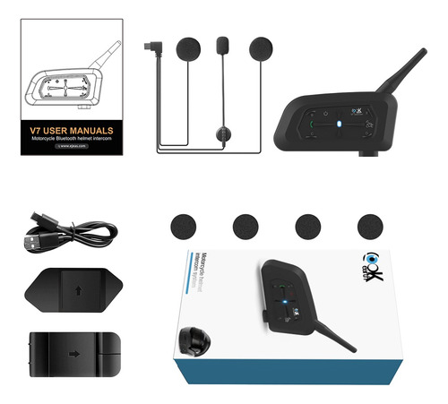 Audífonos Bluetooth Para Casco De Moto V7 + Micrófono