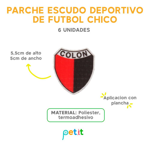 Parche Escudo Deportivo De Futbol Chico Art.05 X 6 U. Colon